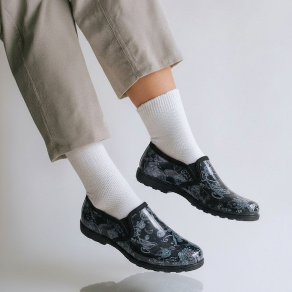 Sloggers Black Floral Women's Mules - Picture 4 of 8